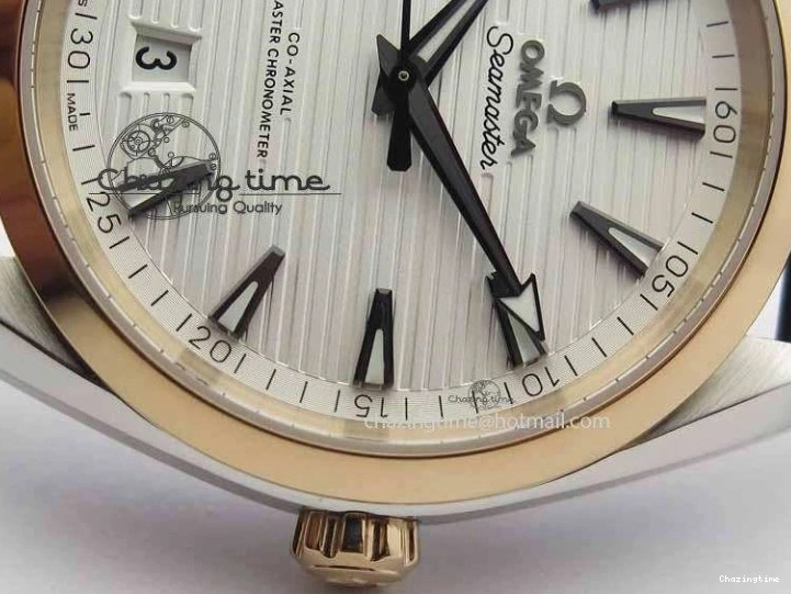 0202 2017 Aqua Terra SS RG XF Best Edition White Textured Dial On Black Leather Strap A Functional 8157